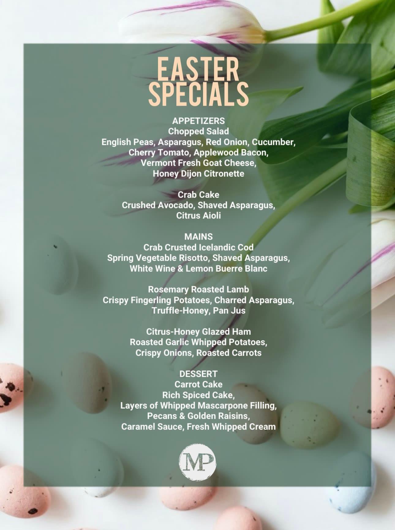Hop On Over For Egg-citing Easter Specials! 🥂 🐰🌷

Just A Few Weeks Away, Be Sure To Make Your Reservations!